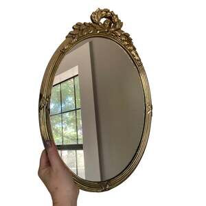 Vintage 1983 Gold Wall Mirror Wreath Hollywood Regency- 19” Plastic Frame
